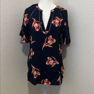 Express Navy Floral Blouse